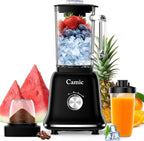 Glass Blenders for Kitchen with 750W, 54Oz. Countertop Blender Glass Jar Food Processor Combo, BPA-Free Blender for Smoothies, Ice Crush,Nuts, Frozen Drinks and Fruits (Black)