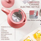 1.2 Liters Ceramic Electric Kettle with Infuser & Mug Set,1000W Fast Boil Water for Tea Coffee, Teapot with Boil-Dry Protection Auto Shut Off, Detachable Swivel Base