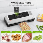 Bonsenkitchen Vacuum Sealer Machine with Mason Jar Sealer Kit | Compact Food Sealer for Kitchen Storage & Meal Prep | Multiple Modes | External Vacuum System & 40 Vacuum Bags, Silver