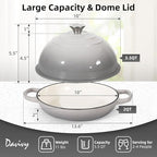 Davivy 5.5QT Cast Iron Dutch Oven with Silicone Baking Mat, 10" Round Bread Dutch Oven, Sourdough Bread Baking Pan, Enameled Cast Iron Bread Oven - Light Grey