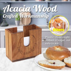 Large Adjustable Bagel Slicer Holder | Acacia Wood Bagel Cutting Holder with Width-Adjustable Slots for Small & Large Bagels, Buns & English Muffins, Knife Groove & Non-Slip Base