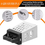 Mini Cheese Grater, 3 Pcs Stainless Steel Box Grater with Handle Professional Cheese Slicer Graters for Kitchen Slicer Cheeses Gingers Vegetable Dishwasher Safe (White, Grey, Black)
