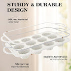 8 Pcs Silicone Muffin Pan Set, 12 Cup Regular and 24 Cup Mini Nonstick Muffin Tray with 6 Pcs Utensils, Silicone Muffin Pan for Baking with Metal Reinforced Frame BPA Free (8 Pcs, Cream)