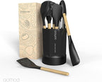 Silicone Cooking Utensils Set, 446°F Heat Resistant Silicone Kitchen Utensils for Nonstick Cookware, Kitchen Gadgets Spatula Set, Spoon, Turner, Tongs, Ladle, Whisk, BPA FREE (Black)