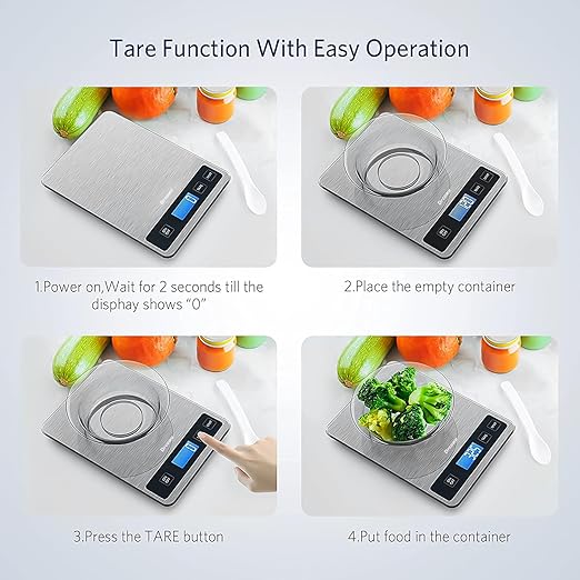 Large Digital Kitchen Scale, Drcowu 15kg Food Kitchen Scales for Baking, Cooking, Keto and Meal Prep, Food Weight Scale with 1g Accuracy and LCD Display, Easy to Read, Grams and Oz (Silver)