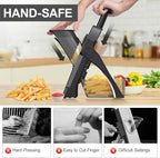 5 in 1 Safe Mandoline Slicer for Kitchen, Safe Vegetable Chopper, Paring Knife, Adjustable Thickness, Easy to Clean, Vegetable Slicer, Slicing, Strips, Shredding, Dicing, Chop (Black Knight)