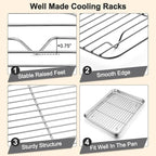 TeamFar Baking Sheet with Rack Set (3 Pans + 3 Racks), 19.6/16/12.5 Inch Stainless Steel Cookie Sheets Baking Pans Trays and Cooling Racks for Cooking Roasting, Non-Toxic & Heavy Duty, Dishwasher Safe