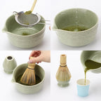 6Pcs Matcha Whisk Set With Bamboo Whisk(120-Prong) and Ceramics Holders and Bowl,Scoop,Stainless Steel Sifter for Women Christmas Birthday Gifts