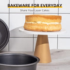 HONGBAKE Round Cake Baking Pan, 8 Inch, Shallow Cookie Pans, Layer Cake Pans with Wider Grips, Nonstick Circle Pizza Tin, Huty Duty, Dishwasher Safe, 2 Pieces- Grey