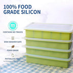 2 Tbsp Silicone Freezer Molds - Perfect for Storing Garlic, Herbs, Ginger, Pesto, Tomato Paste, Lemon Juice, Purees and More - Silicone Food Freezer Tray (Green 4 Pack)