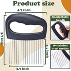 Extra-Large Onion Holder for Slicing, Onion Chopper Vegetable Cutter, Extra-Large Tomato Slicer with 16 Long Needles, Veggie Chopper for Potato, Meat Tenderizer Tool, Food Slicer Kitchen Gadget