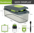 Ourokhome Onion Chopper Dicer with Container, Manual Food Cutter with Handheld Veggie Spiral, Hand Vegetable Mandolin slicer for Potato, Tomato, Carrot, Essential Kitchen Gadget (6 in 1, Gray)