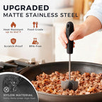 Stainless Steel Meat Chopper & Masher, Coinicxcel 10 Inch Heat Resistant Ground Beef Chopper Tool with 6 Curve Blades & Egonomic Non-Slip Handle, Heavy-Duty Hamburger Smasher Tool Dishwasher Safe