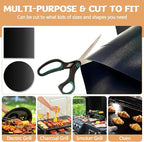 Reusable Grill Mats for Outdoor Grill Set of 6,Heavy Duty Non-Stick BBQ Mats & Oven Liner,Easy to Clean,Works on Gas, Charcoal & Electric Grills - 15.75 x 13 Inch,Black
