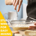 Anaeat Small Wire Whisk Set of 2, Portable Stainless Steel Kitchen Tiny Whisk & Egg Beater with Thick Wire - Sturdy Mini Mixing Balloon for Cooking, Blending, Whiping, Beating and Stirring (6" + 8")