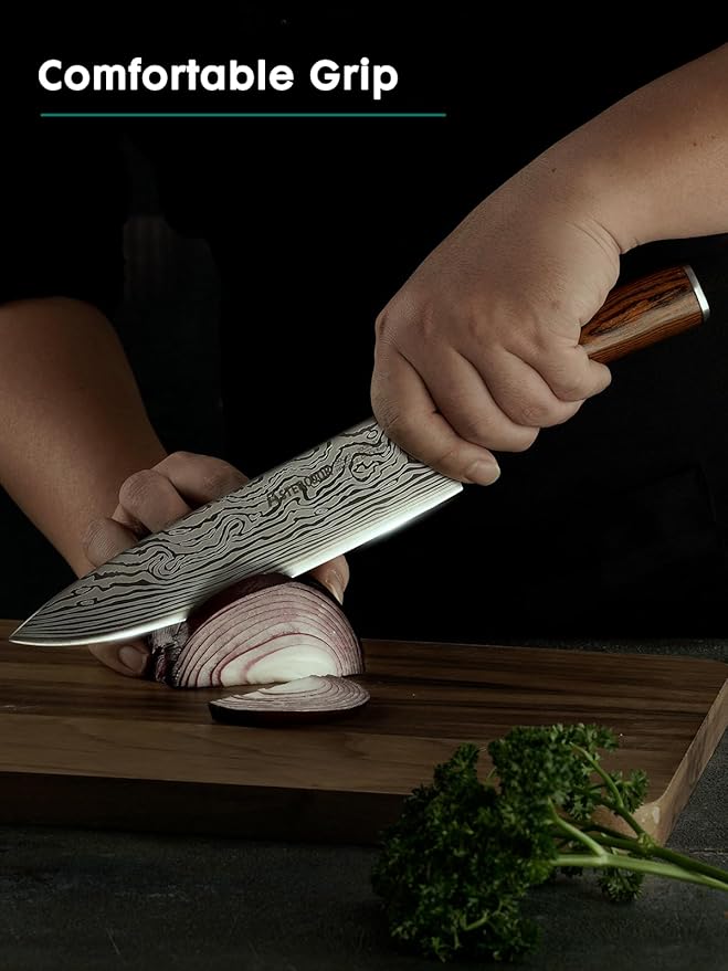 Astercook Chef Knife, 8 Inch Professional Kitchen Chef Knife, German High Carbon Stainless Steel Ultra Sharp Knife, Chefs Knives with Ergonomic Handle and Gift Box
