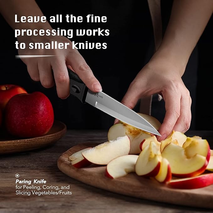 Kitchen Knife Set with Block, 7 Pieces Chef Knife Set with Knives, Scissor, Block for Meat/Vegetables/Fruits Chopping, Slicing, Dicing&Cutting
