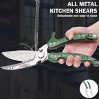 Kitchen Shears Heavy Duty Poultry Shears Meat Cutting Dishwasher Safe and Stainless Food Kitchen Scissors for Chicken Turkey Thanksgiving,Green