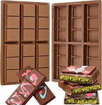 Silicone Chocolate Bar Molds, 2 Packs Square Chocolate Mold Non Stick for Dubai Pistachio Knafeh Thick Stuffed Candy, Break Apart 6 Cavities Deep Chocolate Molds