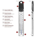 Escali Deep Fry Stainless Steel Paddle Candy Thermometer, Heat Resistant Handle, and Hand-Free Clip, Temperature Indications
