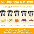 Electric Cheese Grater, Salad Maker With 5 Different Blades, 250W Electric Slicer Shredder for Home Kitchen Use, One-Touch Control Electric Grater for Cheeses, Fruits, Vegetables, BPA-Free