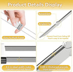 Skewers for Grilling- 17 inch (6 Pack) Double Pronged Flat Stainless Steel BBQ Skewer with Push Bar- Kabob Skewers Skewer Sticks for Camping or family - Reusable, BBQ Accessories