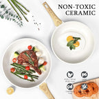 GiPP Ceramic Nonstick Frying Pan with Lid - 12" Healthy Non-Toxic Non Stick Skillet Omelette Pans, Induction Compatible Chef Pan, PFAS & PFOA-Free, Dishwasher Safe, Stay Cool Handles