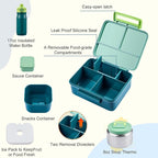 MAISON HUIS Bento Box for Kids with 8oz Soup Thermo, Leak-proof Lunch Food Containers with 5 Compartment, Insulated Lunch Bag & 17oz Stainless Steel Water Bottle for School, Trvael