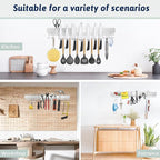 23 Inch Magnetic Knife Holder for Wall - Stainless Steel Magnet Knife Strip No Drill with 15 Hooks/Adhesive Tape/Screws, Kitchen Utensil Holder, Magnetic Knife Organizer, Wall Mounted Knife Storage