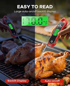 Meat Thermometer Digital, Instant Read Thermometer with Backlight, Calibration & Hold Function, Waterproof Food Thermometer for Kitchen and Outside, BBQ, Turkey, Candy, Liquids, Beef (red)