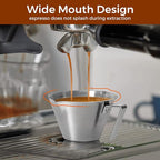 2 Pcs Stainless Steel Espresso Cups with Handle, Double Spout Metal Measuring Cup with Dual Scale, Espresso Shot Cup with V-Shaped Mouth, 3.4oz/100ml (Black)