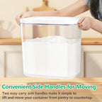 Airtight Rice Container 25 Lbs with Handle and Cup – 12.68Qt Large Flour Sugar Storage Container with Pop Up Seal & Hanging Lid Hooks, Clear Tall Food Storage Bin for Kitchen Pantry Organization