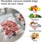 MEGAWISE Vacuum Zipper Bags 20Pcs (12 * 13.5in), BPA Free, Reusable Food Storage Bags with Air Valve for Sous Vide Cooking/Freezer/Microwave Heating, with 5 Seal Clips.
