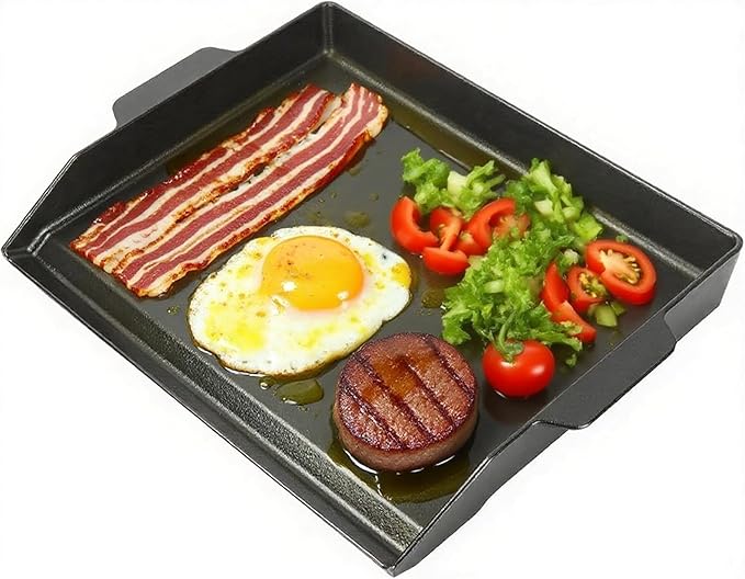 Universal Cast Iron Cooking Griddle Insert,Pre-Seasoned Nonstick Coating Griddle Pan for Gas Grill,BBQ Flat Top Grill Plate with High Sidewalls for All Grills and 4 Burner Range Oven,18.5"x14"