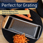 Cheese Grater Handheld - Stainless Steel Flat Food Grater with Cherrywood Handle - Fine Shredder Kitchen for Hard Cheese, Spices, and Zesting - Italian Made Kitchen Gadgets by Kings County Tools
