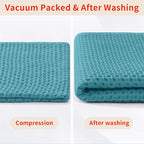 Homaxy 100% Cotton Waffle Weave Kitchen Dish Towels, Ultra Soft Absorbent Quick Drying Cleaning Towel, 13 x 28 Inches, 12-Pack,Lake Blue