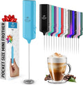 Mini & Mighty Milk Frother Wand – Powerful Handheld Coffee Frother, Battery Operated Drink Mixer – Compact Pocket Size – Detachable Whisk for Latte, Cappuccino, Matcha, Hot Chocolate – Sky Blue