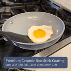 Stock Pot 4.5QT Nonstick Ceramic Dutch Oven with Lid (9.5") Non-Toxic PFAS-Free Even Heat Distribution, for Braising, Baking Bread & Soups, Compatible for All Cooktops(Induction/Gas/Electric) Oven Safe to 500°F, Navy Blue