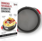 Boxiki Kitchen 10 Inch Nonstick Springform Pan, Professional Spring Form and Cheesecake Baking Mold, Leakproof Cake Pan with Silicone Handles