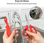 9 PCS Seafood Cracker Tool Set, Including 2 Lobster Sheller, 2 Stainless Steel Crab Crackers, 2 Crab Leg Fork, 2 Scissors and Storage Bag for Seafood Boil Party Supplies, Ideal Gift for Friends