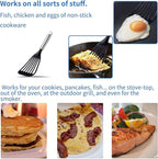 KSENDALO Fish Spatula for Nonstick Pans 2-Pack - Thin Turner for Eggs & Fish | LFGB Nylon, 10,000+ Reviews | Dishwasher Safe