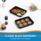 P&P CHEF 9 Inch Baking Cookie Sheet Pan, Carbon Steel Oven Tray, Non Stick Bakeware for Cooking Baking Bread Meat Vegetables, Sturdy & Healthy, Easy Clean, 2Pcs