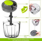 Manual Food Processor Vegetable Chopper, Portable Hand Pull String Garlic Mincer Onion Cutter for Veggies, Ginger, Fruits, Nuts, Herbs, etc., 900ml-Gray