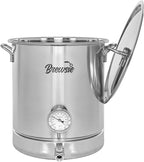 BREWSIE Stainless Steel Home Brew Kettle w/Dual Filtration. Equip with False Bottom Thermometer and Ball Valve for Brewing (16 Gal/ 64 QT)…