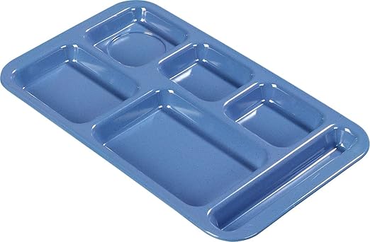 Carlisle FoodService Products Plastic Meal Tray Righ-Handed Heavyweight Lunch Tray with 6-Compartments for Schools, Cafeterias, and Dining Halls, Melamine, 15 x 9 Inches, Sandshade