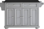 Crosley Furniture Alexandria Granite Top Rolling Kitchen Island Storage Cart, Microwave Stand, Spice Rack, Gray