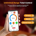 Smart Wireless Meat Thermometer,Digital Cooking Thermometer with Dual High-Accuracy Sensors, Ceramic Heat-Resistant Probe, Instant Read LCD & App Control for Kitchen,BBQ,Oven,Grill,Air Fryer,Red