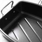 HAPPIELS 17 x 13 inch Roasting Pan with Rack, 20-25 lb Large Turkey Roasting Pan for Oven Non Stick, Turkey Roaster Pan with Rack, Roasting Pans, Turkey Pan, Deep Roast Pan, Prime Rib Roaster