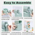 5-in-1 Rotary Cheese Grater with Handle,Multifunctional Manual Vegetable Shredder with Interchangeable Blades,Strong Suction Base，Effortless Shredding for Cheese,Nuts,Fruits,Veggies (green)