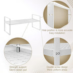 Hole Pattern Expandable Shelf Organizer,1Pack 10.2" Wide Easy to Assemble Cabinet Organizer Shelf, 16.5~27.1" Adjustable Height&Stackable Spice Organization for Cupboard, White